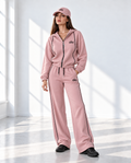 Women’s Striped Hooded Zip Up 2 Piece Tracksuit