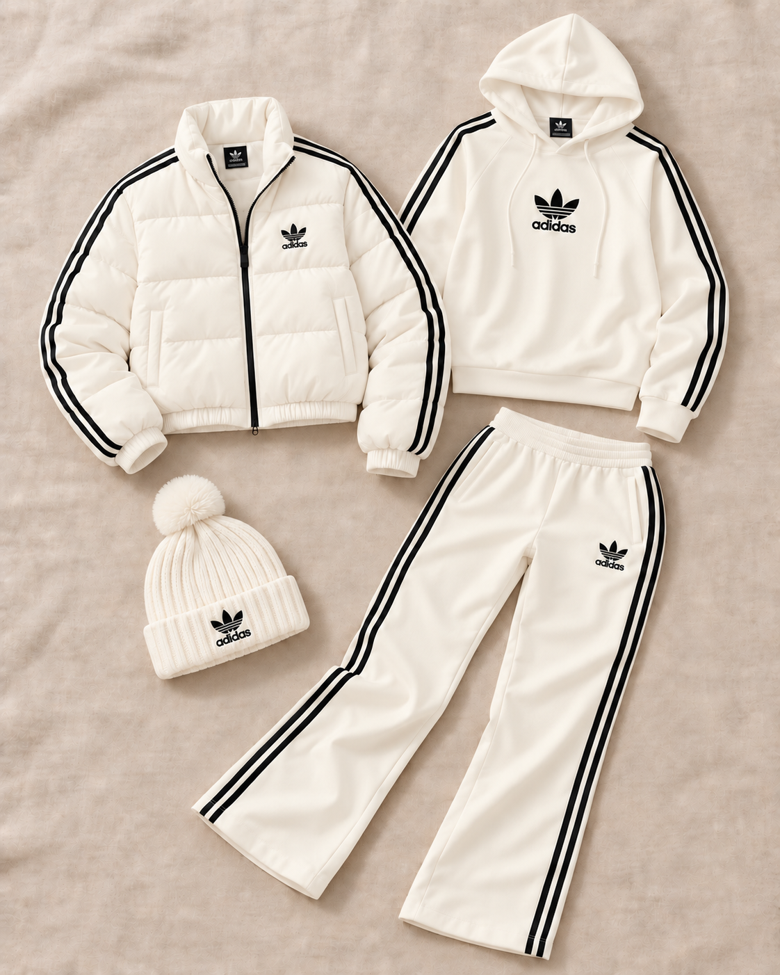 Women's Winter Puffer Jacket & Hoodie & Pants 3-Piece Set