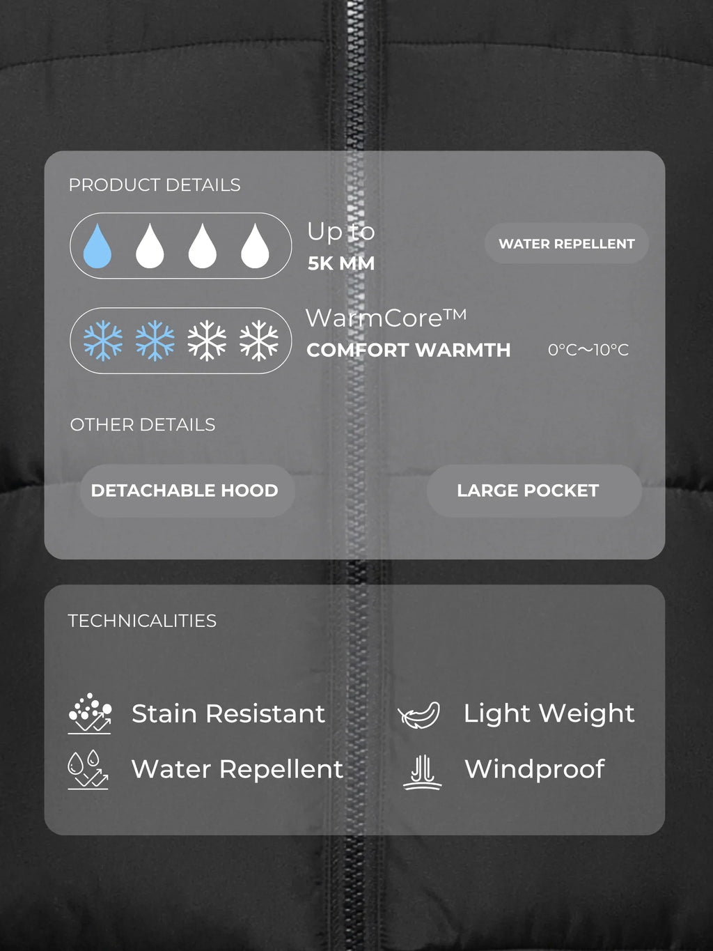 WarmCore™ Classic Short Detachable Hooded Puffer Jacket