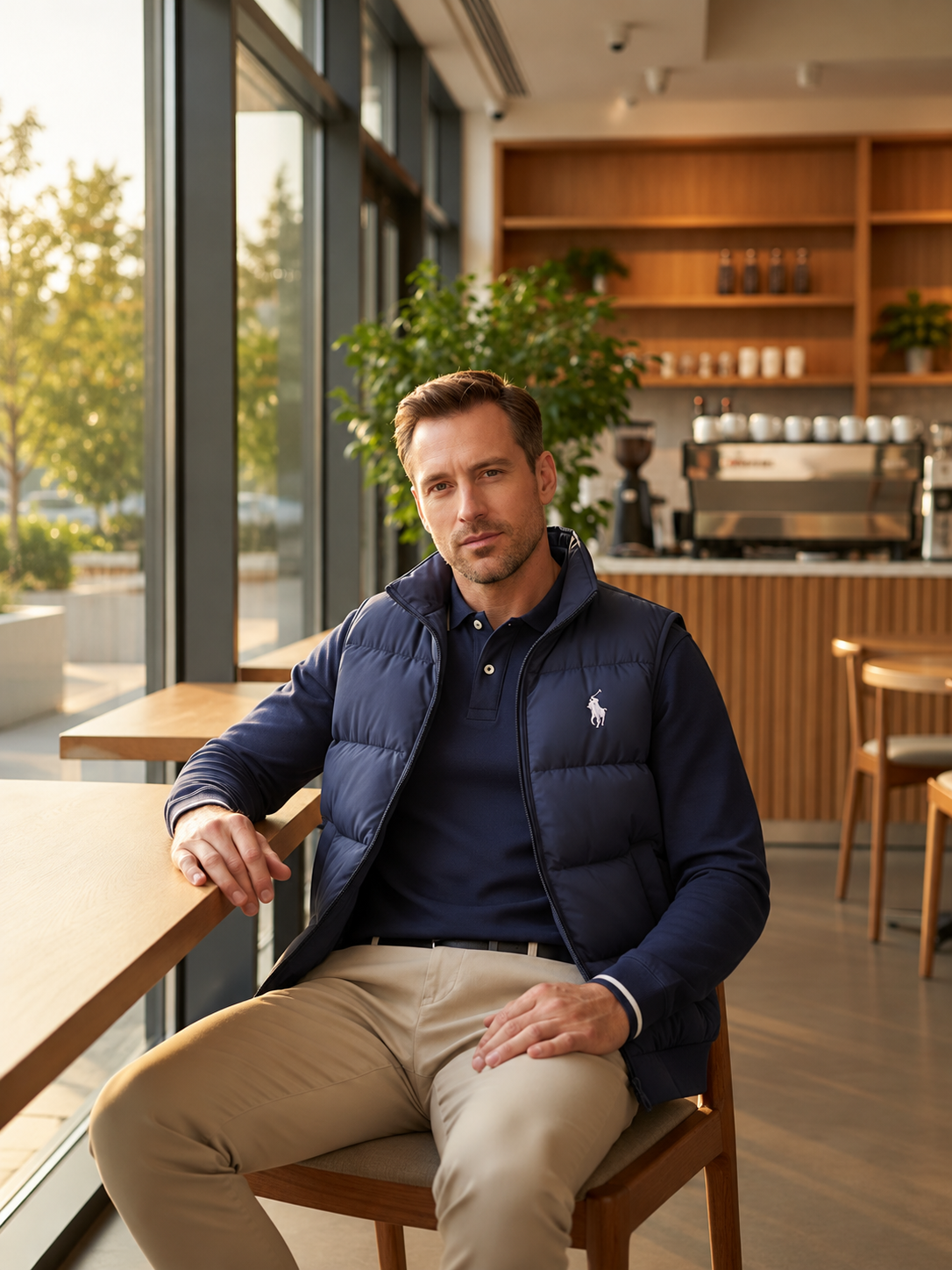 Men’s 3 Piece Outfit Set | Crew Neck Sweater, Polo Shirt & Puffer Vest